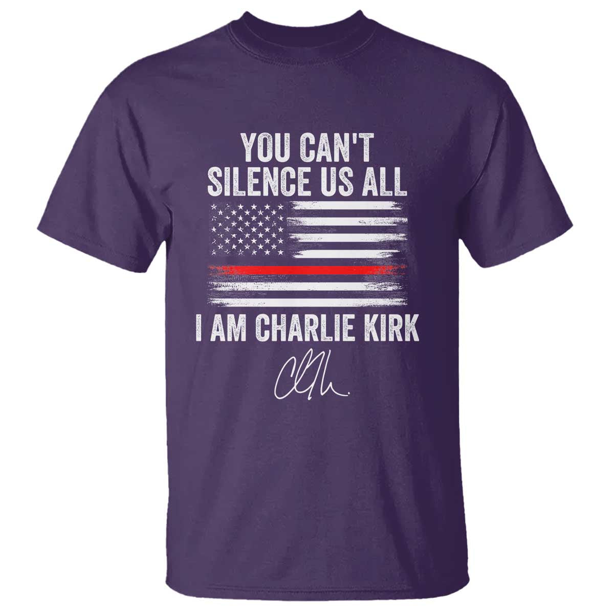 I Am Charlie Kirk T Shirt You Can’t Silence Us All Patriotic American Flag - Wonder Print Shop