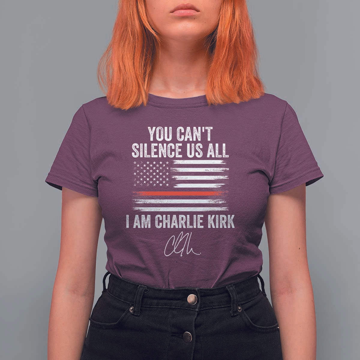 I Am Charlie Kirk T Shirt For Women You Can’t Silence Us All Patriotic American Flag - Wonder Print Shop
