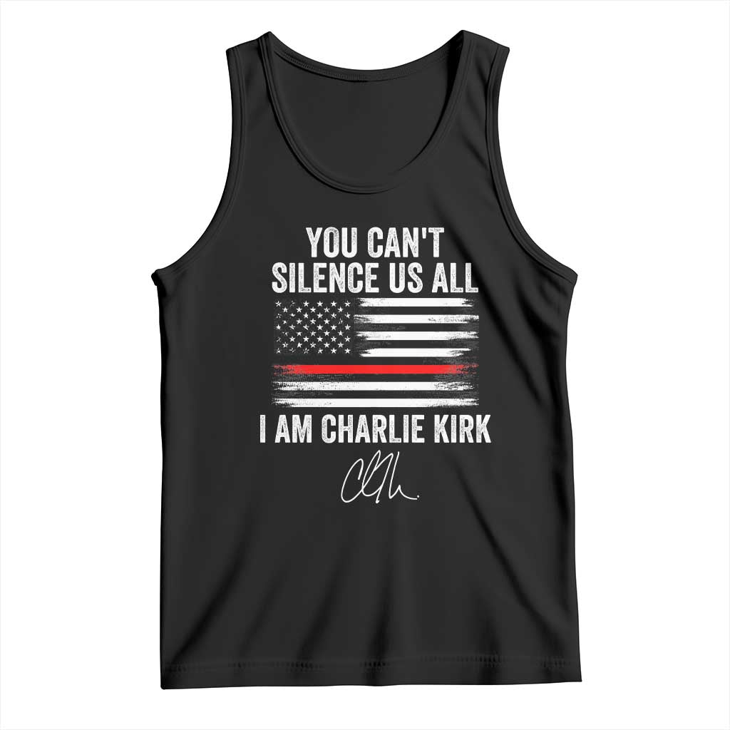 I Am Charlie Kirk Tank Top You Can’t Silence Us All Patriotic American Flag - Wonder Print Shop