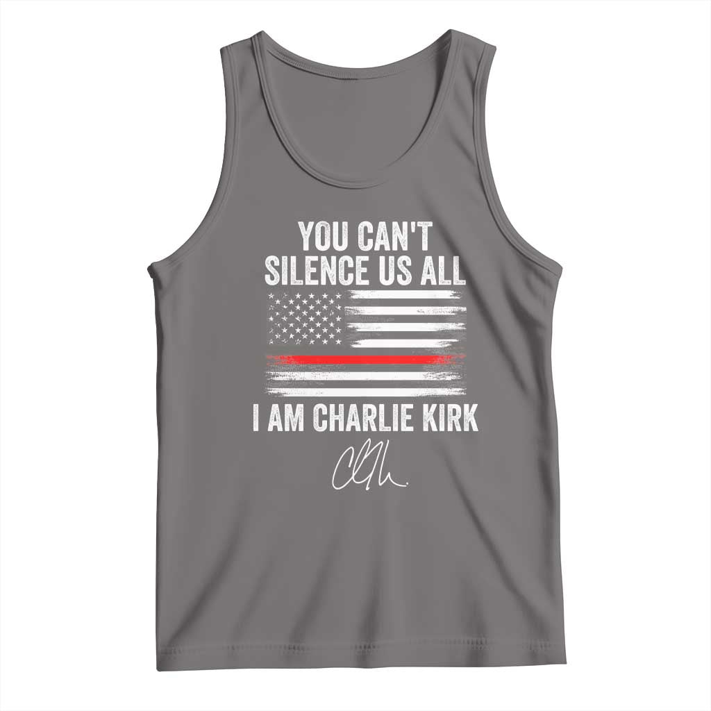I Am Charlie Kirk Tank Top You Can’t Silence Us All Patriotic American Flag - Wonder Print Shop