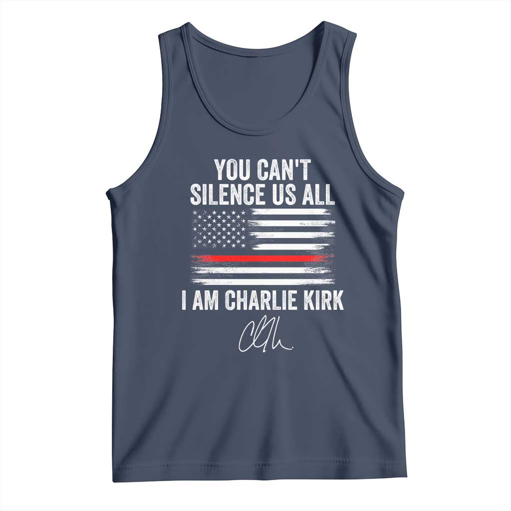 I Am Charlie Kirk Tank Top You Can’t Silence Us All Patriotic American Flag - Wonder Print Shop