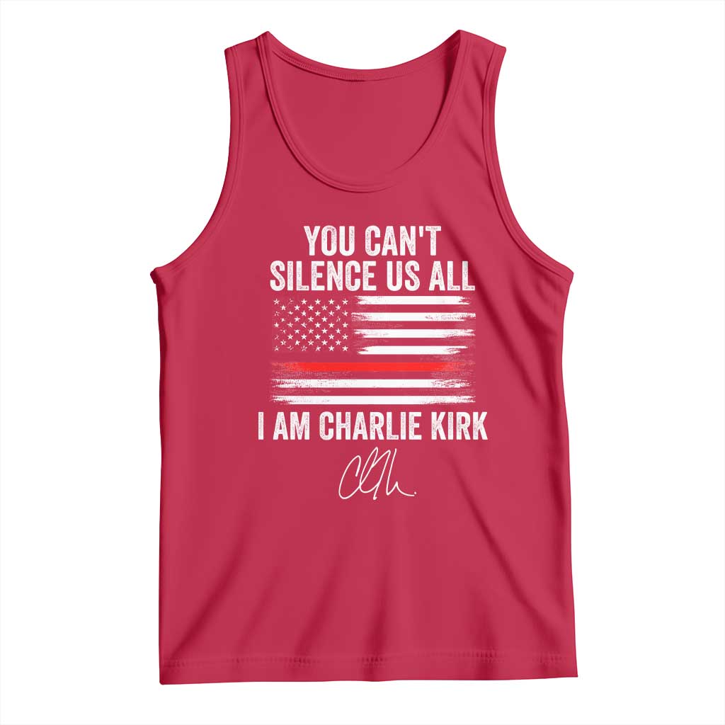 I Am Charlie Kirk Tank Top You Can’t Silence Us All Patriotic American Flag - Wonder Print Shop