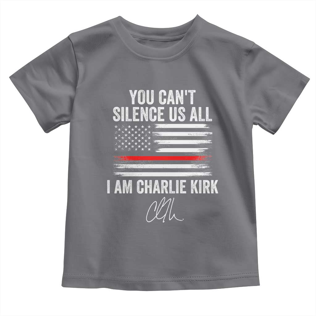 I Am Charlie Kirk Toddler T Shirt You Can’t Silence Us All Patriotic American Flag - Wonder Print Shop