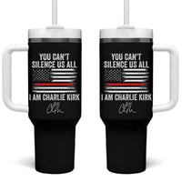 I Am Charlie Kirk Tumbler With Handle You Can’t Silence Us All Patriotic American Flag - Wonder Print Shop