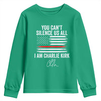 I Am Charlie Kirk Youth Sweatshirt You Can’t Silence Us All Patriotic American Flag - Wonder Print Shop