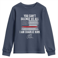 I Am Charlie Kirk Youth Sweatshirt You Can’t Silence Us All Patriotic American Flag - Wonder Print Shop