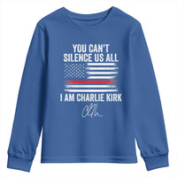 I Am Charlie Kirk Youth Sweatshirt You Can’t Silence Us All Patriotic American Flag - Wonder Print Shop