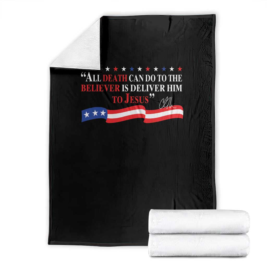 Patriotic Christian Faith Throw Blanket All Death Can Do Is Deliver Him to Jesus - Wonder Print Shop