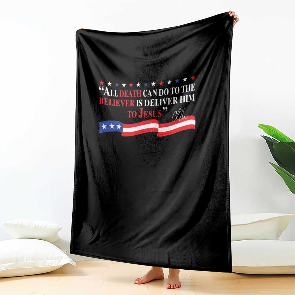 Patriotic Christian Faith Throw Blanket All Death Can Do Is Deliver Him to Jesus - Wonder Print Shop