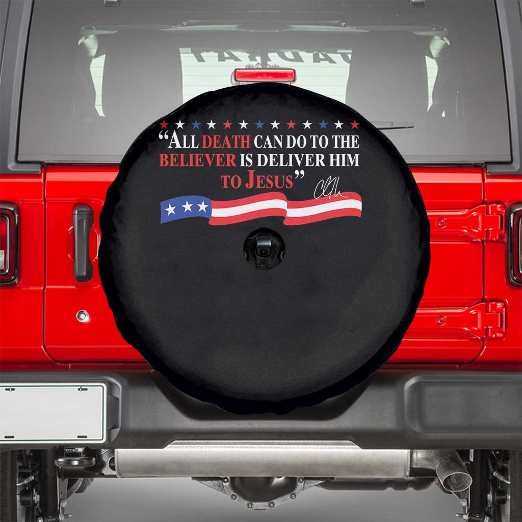 Patriotic Christian Faith Spare Tire Cover All Death Can Do Is Deliver Him to Jesus - Wonder Print Shop