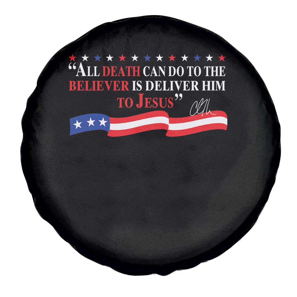 Patriotic Christian Faith Spare Tire Cover All Death Can Do Is Deliver Him to Jesus - Wonder Print Shop