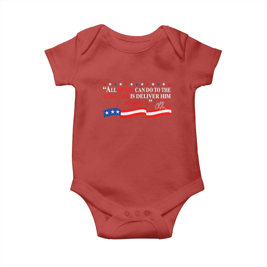 Patriotic Christian Faith Baby Onesie All Death Can Do Is Deliver Him to Jesus - Wonder Print Shop
