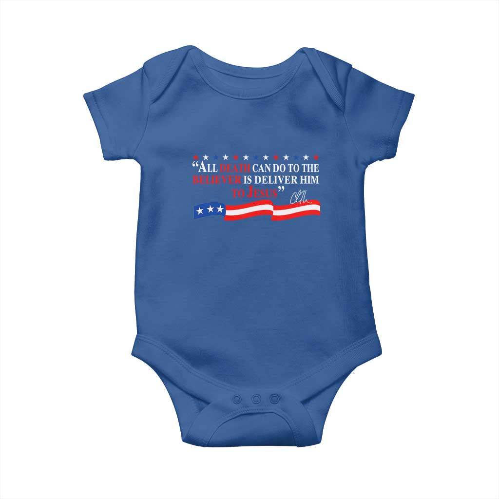 Patriotic Christian Faith Baby Onesie All Death Can Do Is Deliver Him to Jesus - Wonder Print Shop