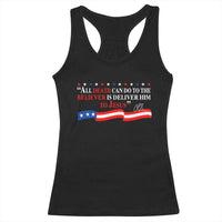 Patriotic Christian Faith Racerback Tank Top All Death Can Do Is Deliver Him to Jesus - Wonder Print Shop