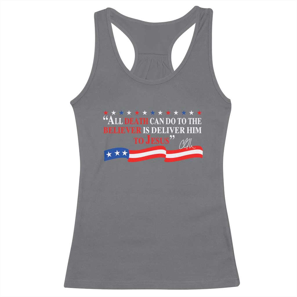 Patriotic Christian Faith Racerback Tank Top All Death Can Do Is Deliver Him to Jesus - Wonder Print Shop