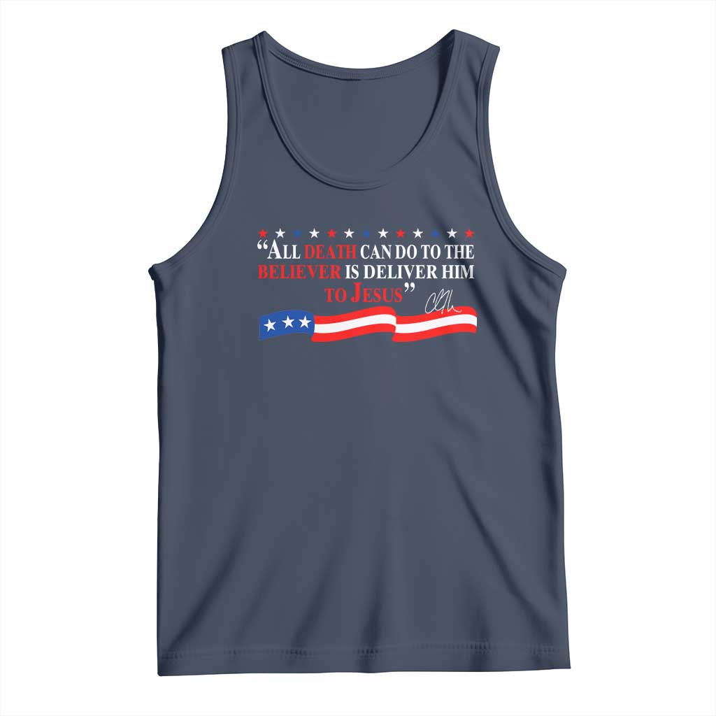 Patriotic Christian Faith Tank Top All Death Can Do Is Deliver Him to Jesus - Wonder Print Shop