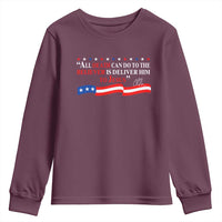 Patriotic Christian Faith Youth Sweatshirt All Death Can Do Is Deliver Him to Jesus - Wonder Print Shop