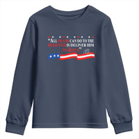 Patriotic Christian Faith Youth Sweatshirt All Death Can Do Is Deliver Him to Jesus - Wonder Print Shop