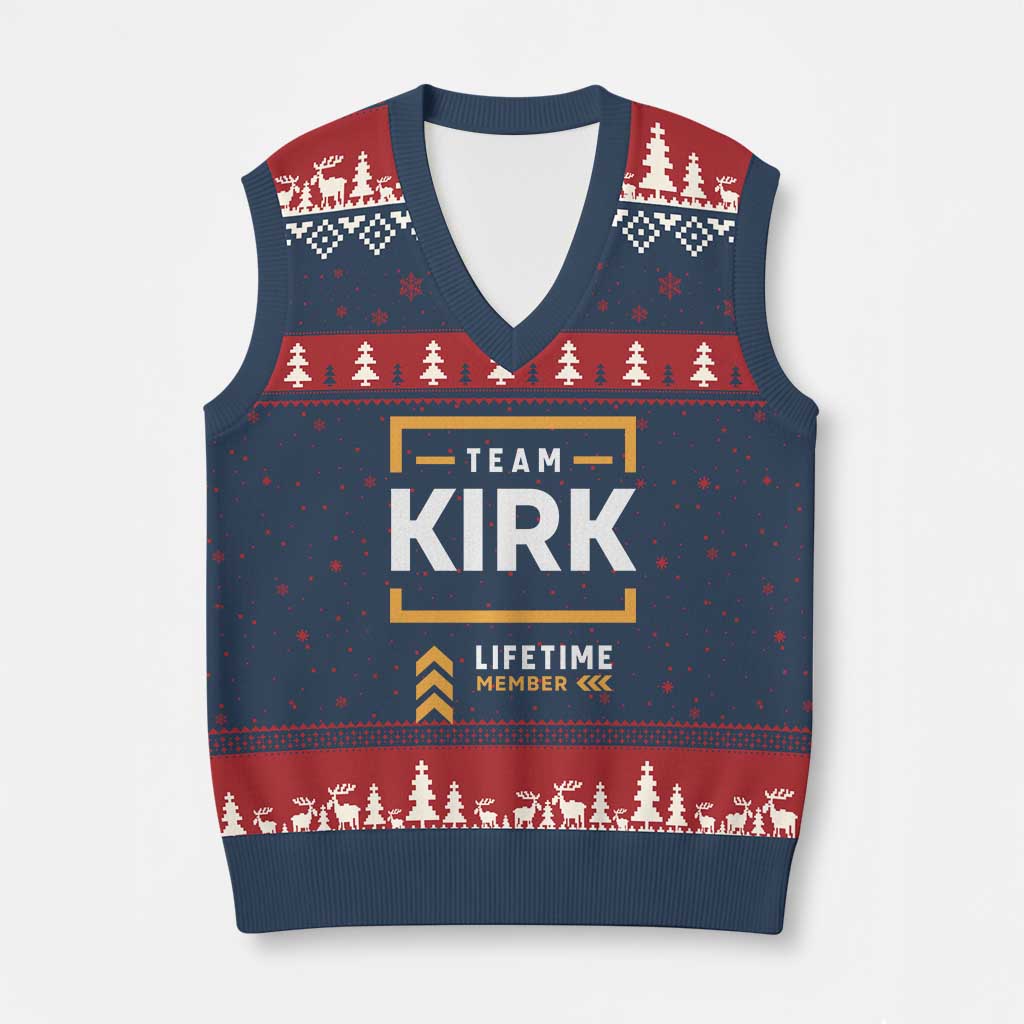 Team Kirk Lifetime Member V-Neck Knit Sweater Vest American True Patriot Support - Wonder Print Shop