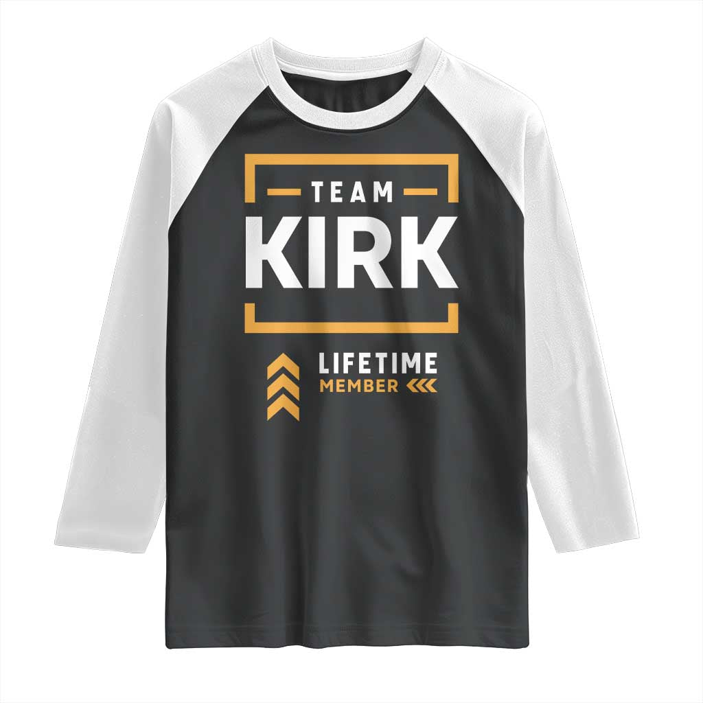 Team Kirk Lifetime Member Raglan Shirt American True Patriot Support - Wonder Print Shop