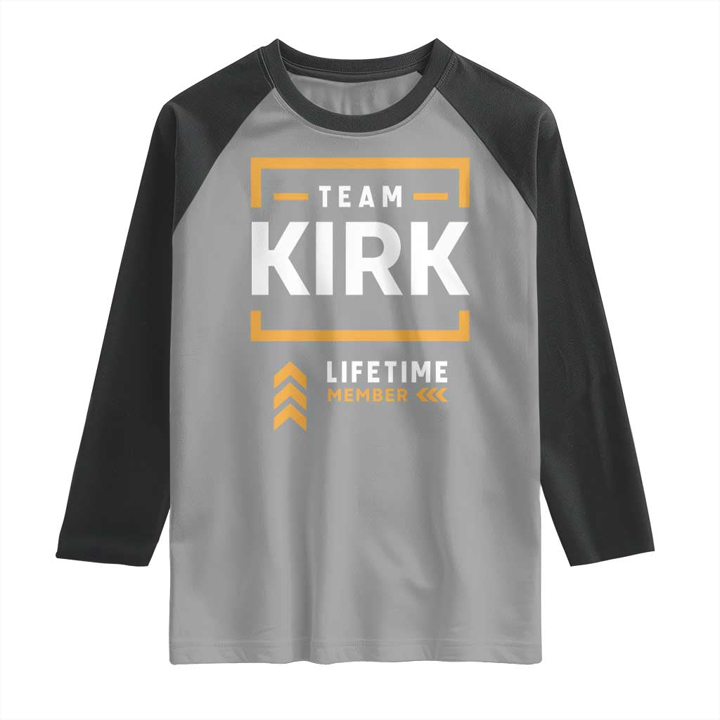 Team Kirk Lifetime Member Raglan Shirt American True Patriot Support - Wonder Print Shop