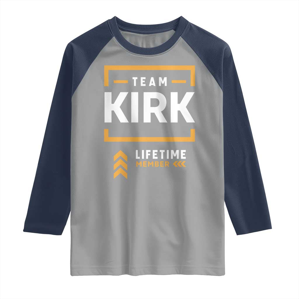 Team Kirk Lifetime Member Raglan Shirt American True Patriot Support - Wonder Print Shop