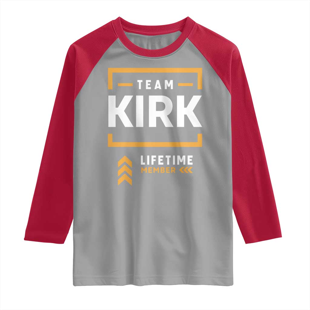 Team Kirk Lifetime Member Raglan Shirt American True Patriot Support - Wonder Print Shop