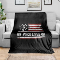 Charlie Kirk Memorial Throw Blanket His Voice Lives On Vintage Patriotic American Flag - Wonder Print Shop
