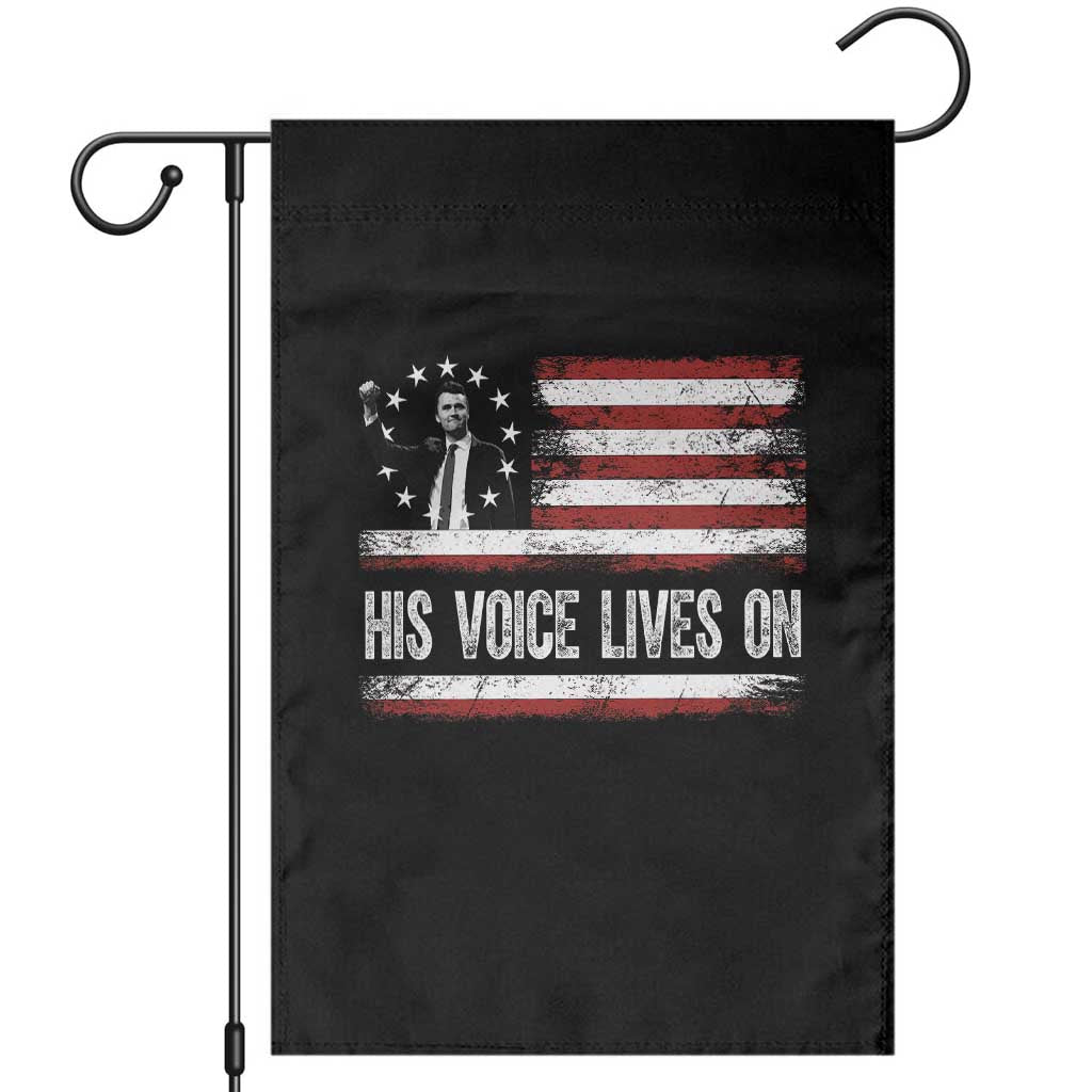 Charlie Kirk Memorial Garden Flag His Voice Lives On Vintage Patriotic American Flag - Wonder Print Shop