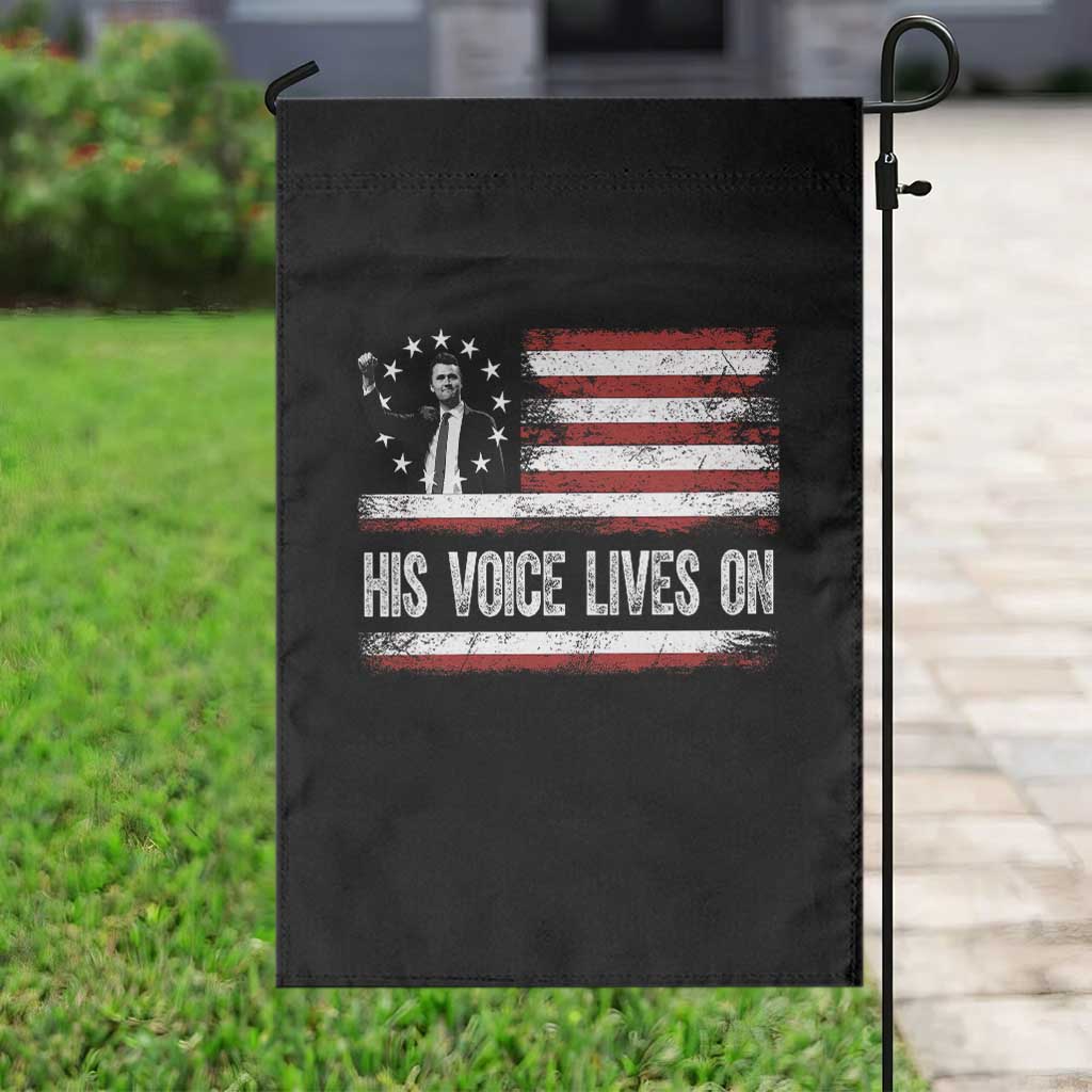 Charlie Kirk Memorial Garden Flag His Voice Lives On Vintage Patriotic American Flag - Wonder Print Shop
