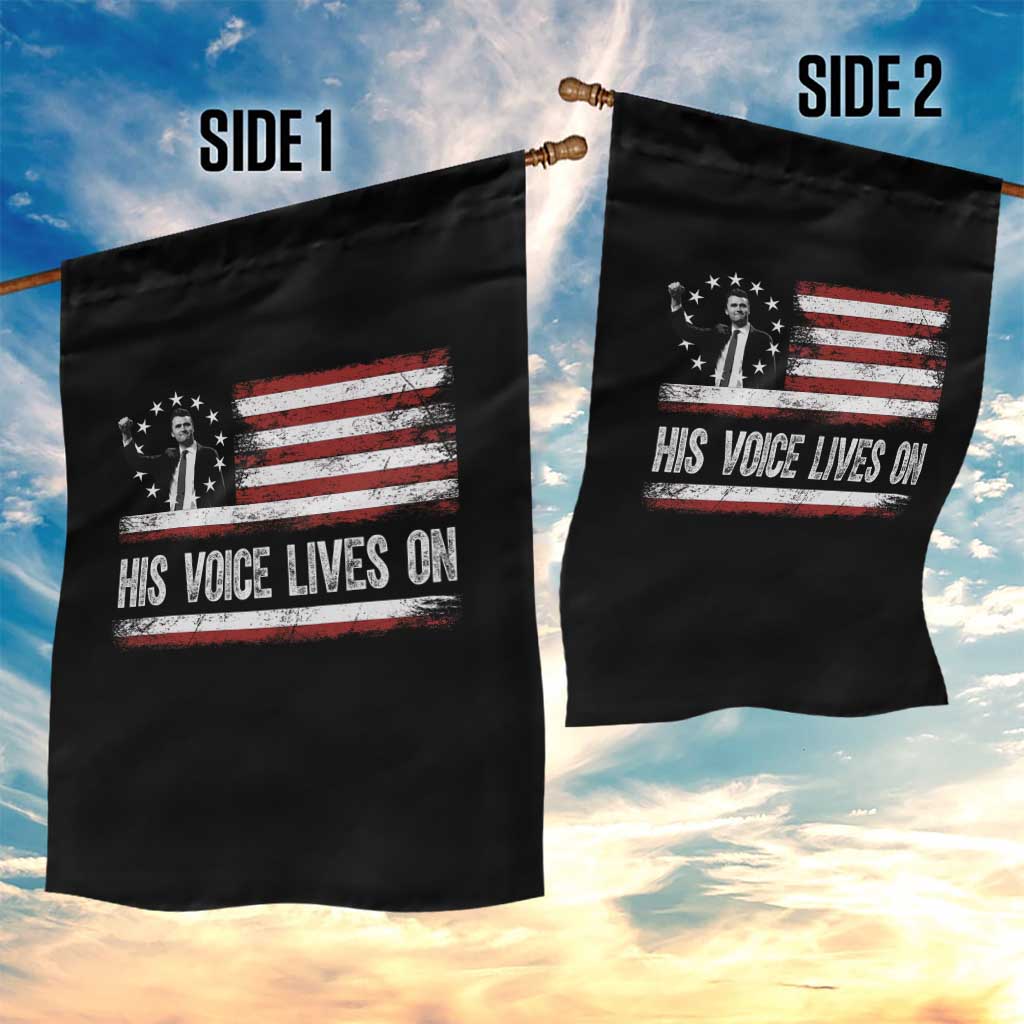 Charlie Kirk Memorial Garden Flag His Voice Lives On Vintage Patriotic American Flag - Wonder Print Shop