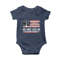 Charlie Kirk Memorial Baby Onesie His Voice Lives On Vintage Patriotic American Flag - Wonder Print Shop