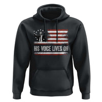 Charlie Kirk Memorial Hoodie His Voice Lives On Vintage Patriotic American Flag - Wonder Print Shop