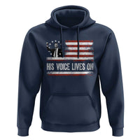 Charlie Kirk Memorial Hoodie His Voice Lives On Vintage Patriotic American Flag - Wonder Print Shop