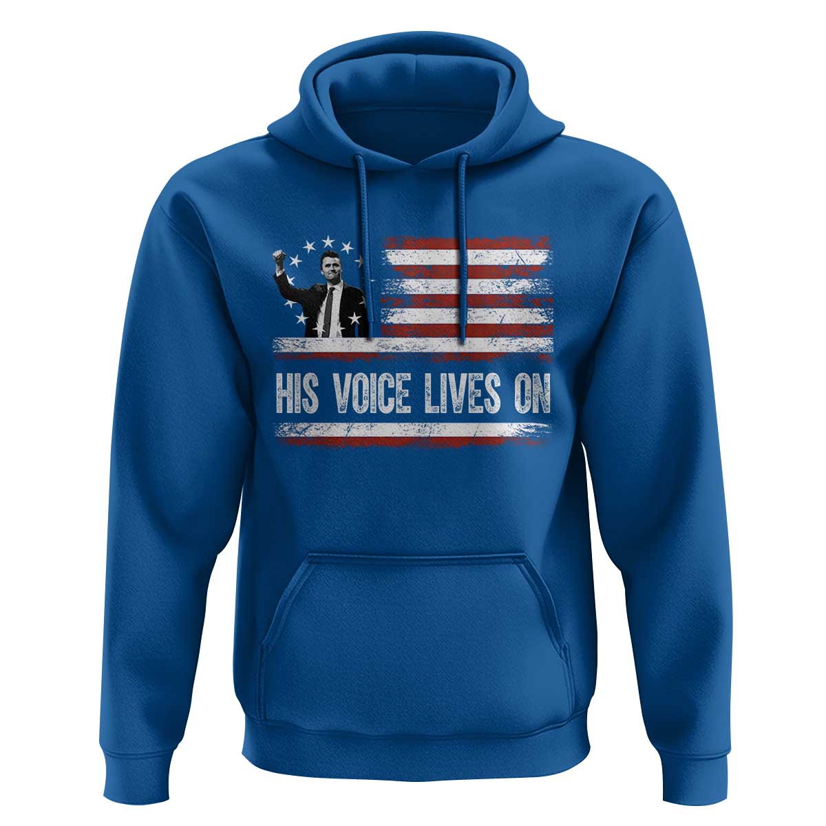 Charlie Kirk Memorial Hoodie His Voice Lives On Vintage Patriotic American Flag - Wonder Print Shop