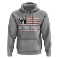 Charlie Kirk Memorial Hoodie His Voice Lives On Vintage Patriotic American Flag - Wonder Print Shop