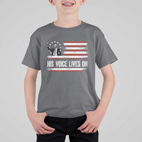 Charlie Kirk Memorial T Shirt For Kid His Voice Lives On Vintage Patriotic American Flag - Wonder Print Shop