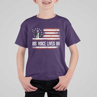 Charlie Kirk Memorial T Shirt For Kid His Voice Lives On Vintage Patriotic American Flag - Wonder Print Shop