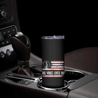 Charlie Kirk Memorial Skinny Tumbler His Voice Lives On Vintage Patriotic American Flag - Wonder Print Shop