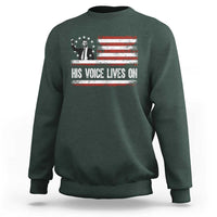 Charlie Kirk Memorial Sweatshirt His Voice Lives On Vintage Patriotic American Flag - Wonder Print Shop