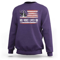 Charlie Kirk Memorial Sweatshirt His Voice Lives On Vintage Patriotic American Flag - Wonder Print Shop