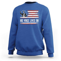 Charlie Kirk Memorial Sweatshirt His Voice Lives On Vintage Patriotic American Flag - Wonder Print Shop