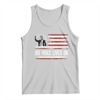 Charlie Kirk Memorial Tank Top His Voice Lives On Vintage Patriotic American Flag - Wonder Print Shop