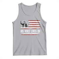 Charlie Kirk Memorial Tank Top His Voice Lives On Vintage Patriotic American Flag - Wonder Print Shop