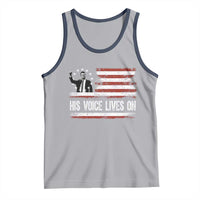 Charlie Kirk Memorial Tank Top His Voice Lives On Vintage Patriotic American Flag - Wonder Print Shop