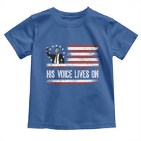 Charlie Kirk Memorial Toddler T Shirt His Voice Lives On Vintage Patriotic American Flag - Wonder Print Shop