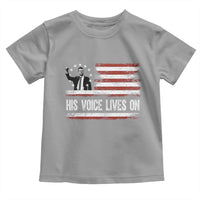 Charlie Kirk Memorial Toddler T Shirt His Voice Lives On Vintage Patriotic American Flag - Wonder Print Shop