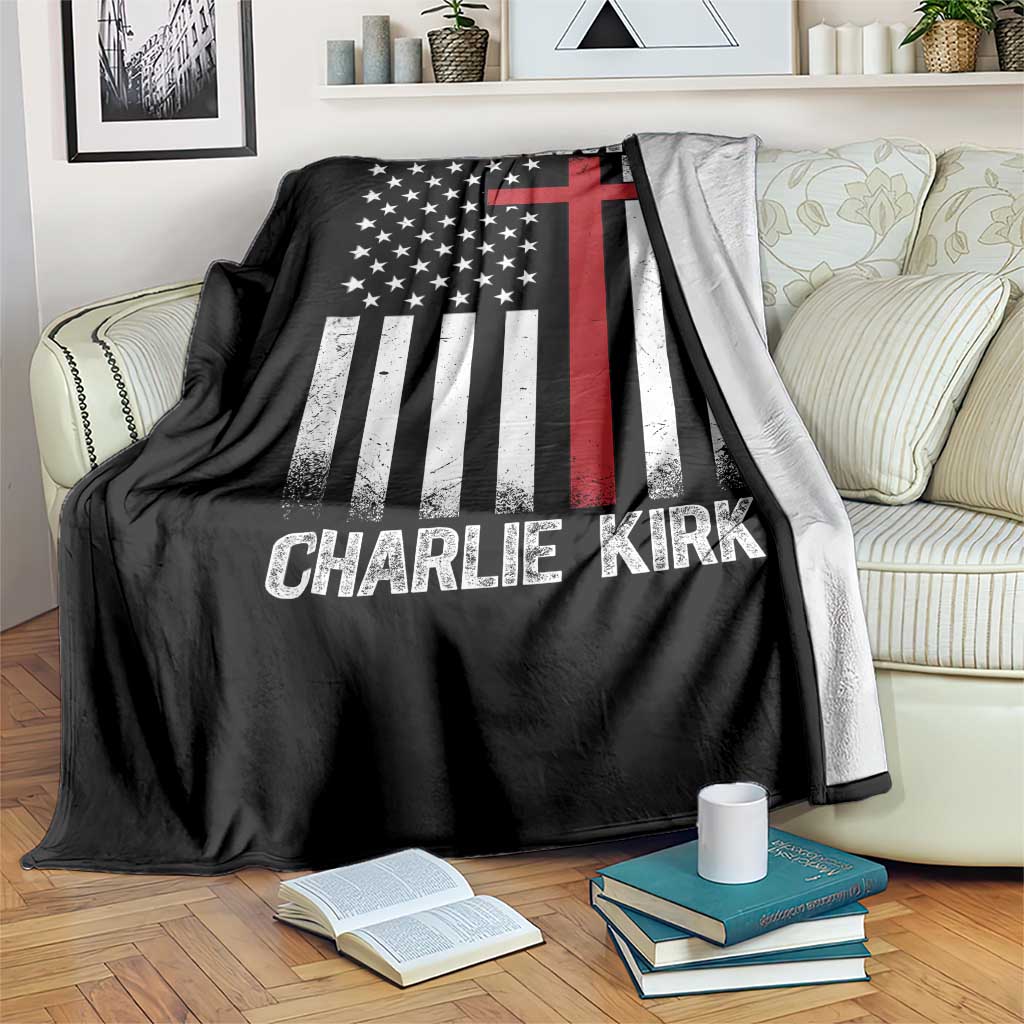 I Am Charlie Kirk Throw Blanket Christian Cross Faith American Falg - Wonder Print Shop