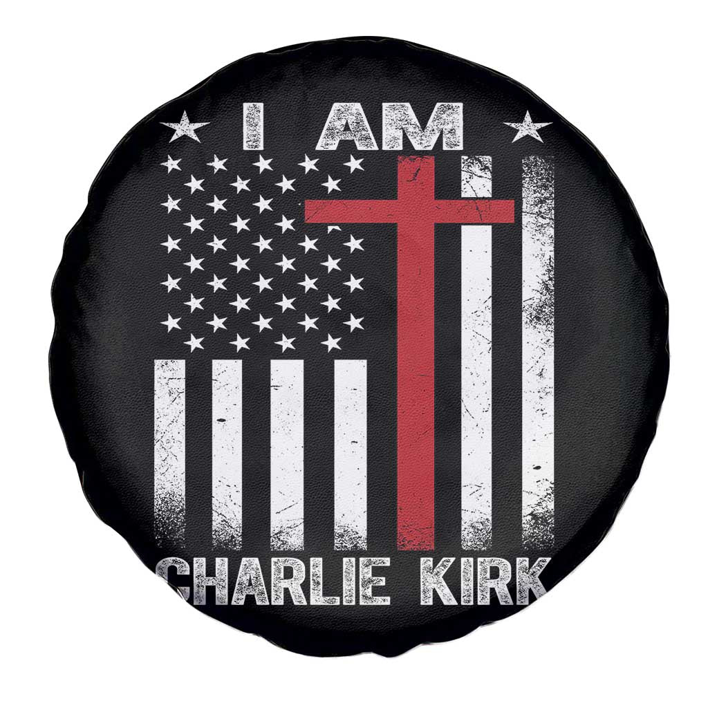 I Am Charlie Kirk Spare Tire Cover Christian Cross Faith American Falg - Wonder Print Shop