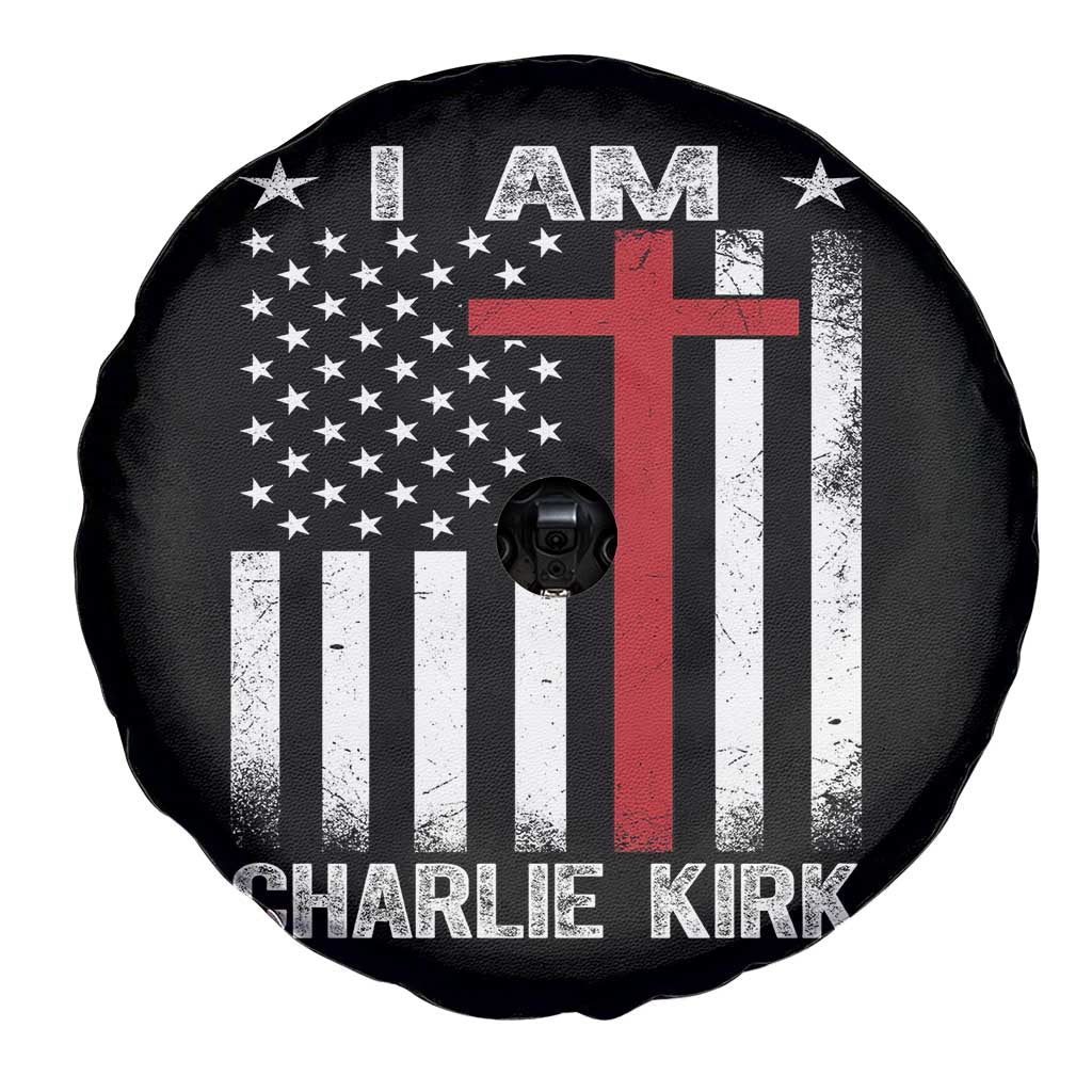 I Am Charlie Kirk Spare Tire Cover Christian Cross Faith American Falg - Wonder Print Shop